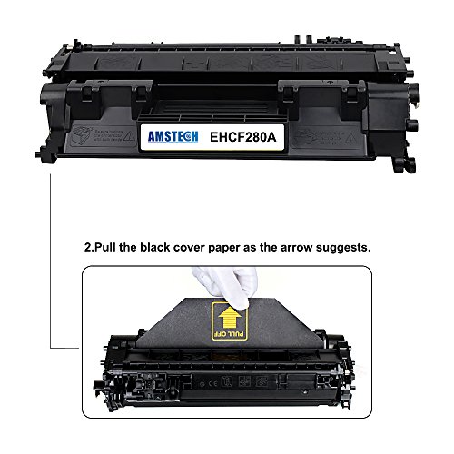 Amstech kompatibel toner CF280A 80A Schwarz Tonerkartusche 4 Pack replacement fuer HP LaserJet Pro 400 M401a M401d M401n M401dn M401dne M401dw LaserJet Pro 400 MFP M425dn M425dw Standard Yield ( 2700 Seiten) - 4