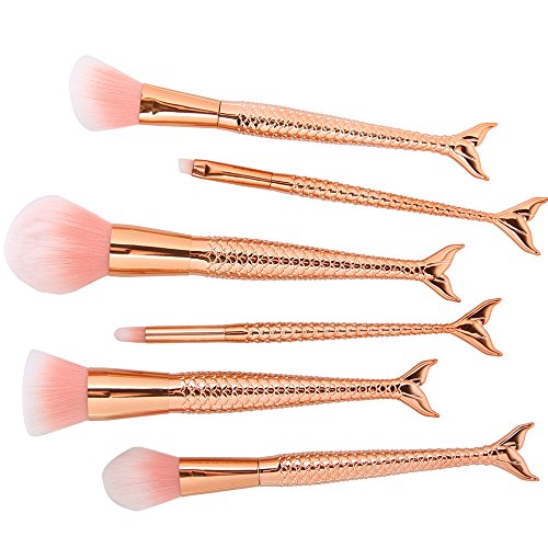NEEDOON 6 Stück Meerjungfrau Weich Make Up Pinsel Set Foundation Bürste Synthetische Eyeliner Gesicht Powder Bürste Kit Schönheit Kosmetik Werkzeuge - 3