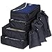 SWISSONA 7 Stück Premium Packwürfel, robust & langlebig, in schwarz | mit 2 Jahren Zufriedenheitsgarantie | Verpackungswürfel, Packtaschen, Kleidertasche, Koffer-Organizer, Aufbewahrungstasche