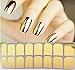 Pack of 5 Sheets Nail Art Polish Metallic Foil Sticker, Self-adhesive Decal Patch Decoration, Full Nails Wraps Tip, 16 Pieces/Sheet (Gold)