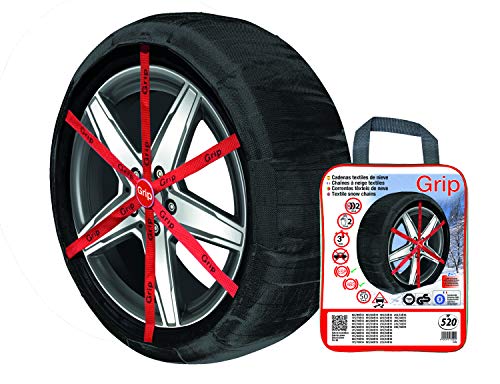 Grip - Cadenas de nieve textil, talla Nº 520, set 2 uds, guantes incluidos