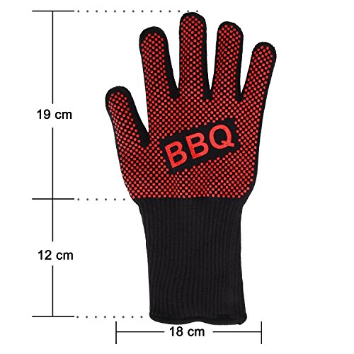 Ofenhandschuhe, Irady Premium Qualität Hitzebeständig Ofenhandschuhe Professionelle topfhandschuhe Grillhandschuhe Silikon Backhandschuhe zum Grillen, Kochen, Grillen-Eine Größe passt fast allen 1 Paar - 6