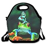 Jde D xkja Adorable rana impreso portátil bolsa para el almuerzo enfriador de caja Funda bolsa...