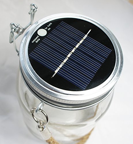 SkaizeTM Solarlampe LED Laterne im Marmeladenglas Weckglas mit Seilhenkel und Akku - 2