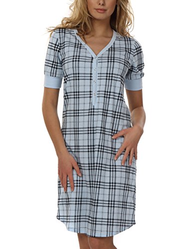 Italian Fashion Yara Short Sleeve Maternity/Nursing Nightdress,Size L,Black-Blue