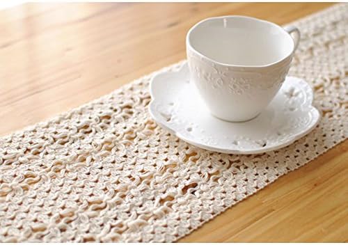 Inovey Lace Hollow Cotton Tableware Mat Table Runner Tablecloth Desk Cover Heat Insulation Bowl Pad - 30*200Cm