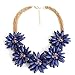 Foxnovo Women's Crystal Flowers Necklace Chain Choker Bib Necklace (Blue)