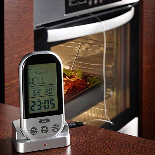 Westmark Digitales Funk-Bratenthermometer mit großem Display, Tragbar, Reichweite bis 30 m, 13 x 7,6 x 5,5 cm, Rostfreier Edelstahl/Kunststoff, Silber, 12922260 - 3