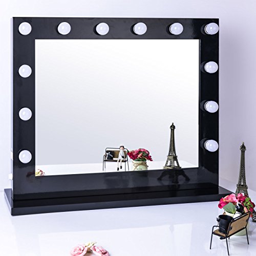 Black Hollywood Makeup Mirror with lights Vanity Lighted Beauty Theatre Mirror 8065 - 2