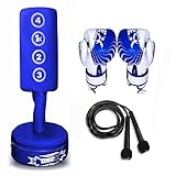 valour Junior Toddler level MMA Training Blue Punch Bag Free standing , 4oz Gloves Set