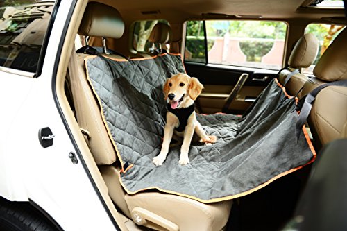 Preisvergleich Produktbild Faltbare Auto Haustier Rücksitz Hängematte Schutzhülle Für Hund, Dunkelgrau und Orange 56"×56"