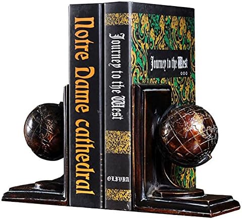 BBIAY Set of 2 Bookends Resin Globe Style Handicrafts, Book Ends for Office or Study Room Home Shelf Decorative