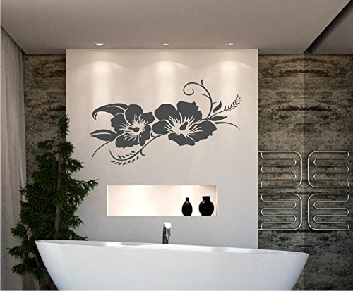 Wandtattoo / Wandaufkleber – Hibiskusblüte – Hibiskus – 120cm x 99cm anthrazit E924 - 3