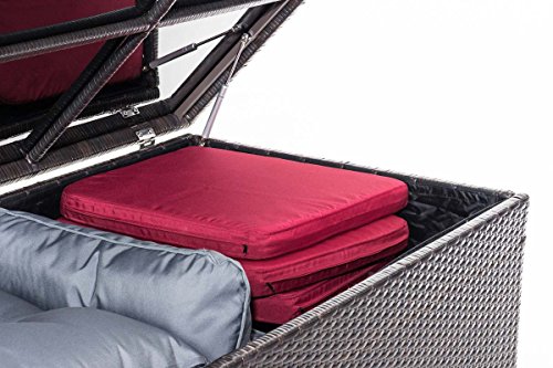 CLP Poly-Rattan Auflagen-Box SAFE, Polsterauflagen / Kissen-Box, 685 Liter, mit Gasliftdämpfer ( Hubautomaitk ) Braun - 5