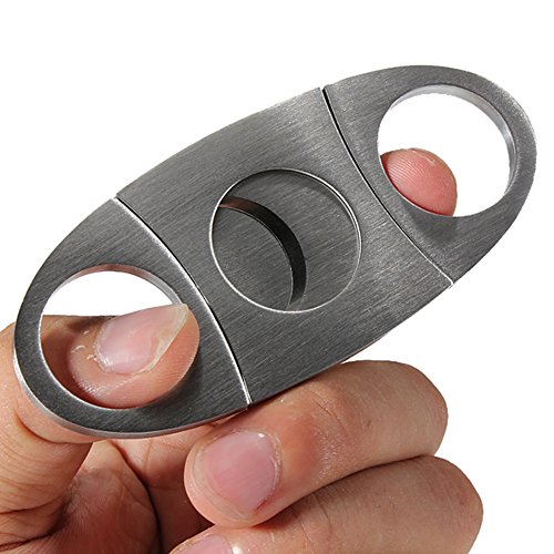 TOOGOO(R) 2X Silver Stainless Steel Double Twin Blade Pocket Cigar Cutter Scissors NEW - 3