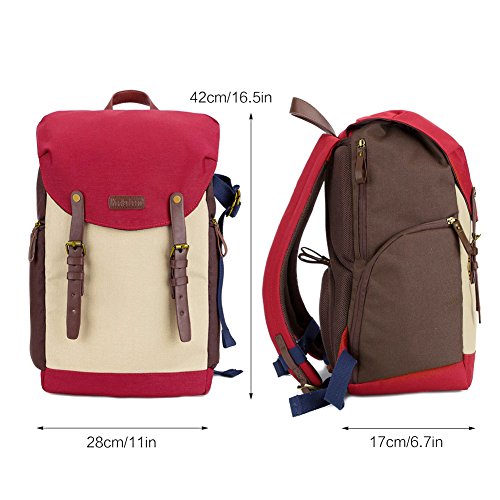 Koolertron Sac    Dos Sac de Cam  ra Sacoche de Voyage en Nylon Professionnel pour Appareil Photo Reflex DSLR Canon EOS  Nikon Sony avec Housse de pluie   tanche  Rouge 