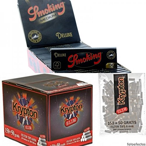 25 librillos papel de fumar Smoking Deluxe 2.0 Medium + 4000 filtros Krypton 6mm finos (slim)