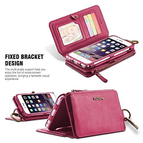 iPhone 6 / 6S Case, FLOVEME Detachable Phone Purse / Flip Cover Case ][ 18 Cards Slots ][ With stand ][ Premium PU ][ Full Around Protection] Leather Wallet Both for Women & Men - 4.7