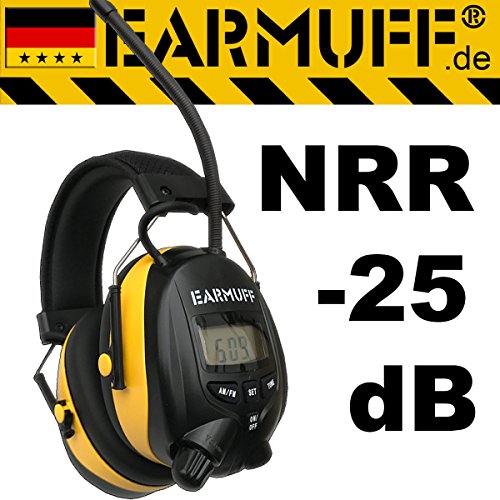 25dB (in 31dB Box) Original EARMUFF Radio Kapsel Gehörschutz Kopfhörer mit SmartPhone und MP3 Anschluss , Electronic Ear Muff. Höhere Musik-Lautstärke als PELTOR und Co. und störungsfreier Empfang