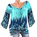 Produktbild GJKK Bluse Damen Herbst Übergröße Shirt Reizvoller V-Ausschnitt Spitze Gedruckt Bandage Langarm Tops Oberteil Sweatshirt Langarmshirt Hemd Tunika (S-5XL)