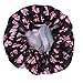 Waterproof Womens Shower Cap Cap Bath Shower Reusable Clear Satin Hair Cover - 7 Colors - Black
