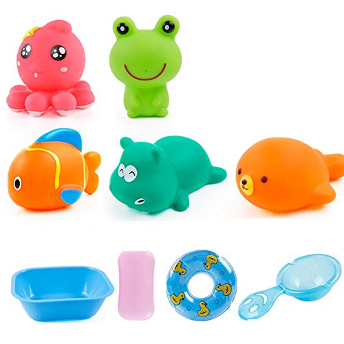 Isuper Set di Giocattoli per Il Bagnetto Set di Giochi per Il Bagno per Acqua Spray per Piscina per Bambini Giocattoli da Bagno galleggianti (5pcs)