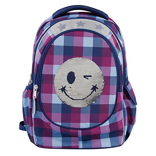 Preisvergleich Produktbild TOPModel Schulrucksack, Pailetten Smiley blau, 6607