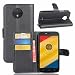 Produktbild Hülle Motorola Moto C Plus + 1 x Panzerglas, EUGO PU Ledercase Tasche Hüllen Schutzhülle Scratch Magnetverschluss Telefon-Kasten Handy hülle Standfunktion Handycover