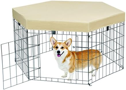 Metal Construction Indoor/Outdoor Fold Away Pet Pen With Removable Shade Cover by Pet Pens