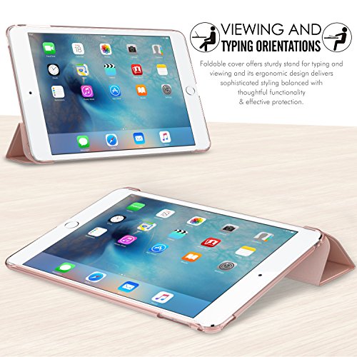 MoKo Hülle für iPad Mini 4 – PU Leder Tasche Schutzhülle Schale Smart Case mit Translucent Rücken Deckel, mit Auto Schlaf / Wach Funktion und Stanfunktion für Apple iPad Mini 4 2015 Genaration 7.9 Zoll IOS Tablet, Rose Gold - 4
