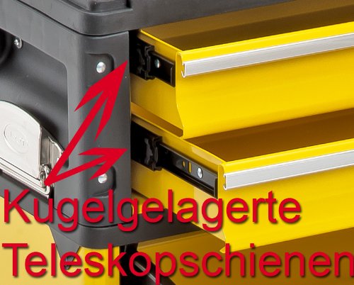 Kunststoff/Metall Trolley 4 Module – 2 x 2 Schubladen – 6 Fächer -gelb - 3