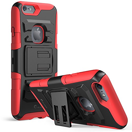iPhone 6s Plus Case ,i-Blason Prime [Kickstand] Apple iPhone 6 Plus Case (5.5) [Heavy Duty] [Dual Layer] Combo Holster Cover [Belt Clip] (Red)