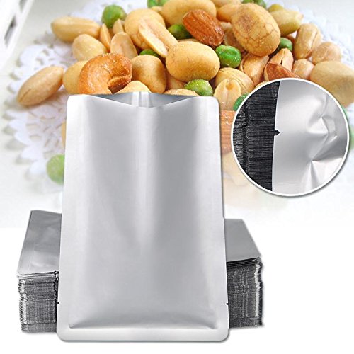 attachmenttou 50Pcs Silver Aluminum Foil Package Bag Home Sealer Food Kitchen Storage Pouches