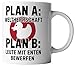 Produktbild vanVerden Tasse Plan A Weltherrschaft Plan B Leute mit Enten bewerfen, Farbe:Weiß/Rot