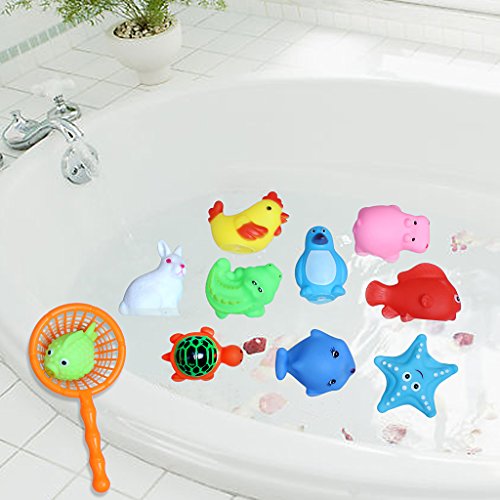 Set von 10 niedlichen Tiere Baby Kinder Bad Spielzeug Wasser Sport Spaß Spielzeug mit Net Picker Badezimmer Badewanne Zubehör - 7