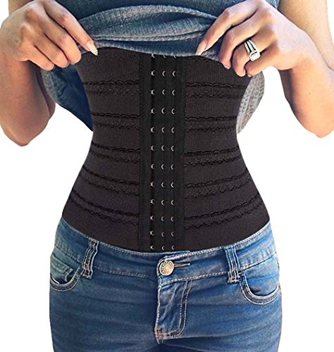 Bingrong Waist Trainer Corset Grdles for Women Body Shaper Tummy Trimmer Postpartum Recovery (Small, Black)