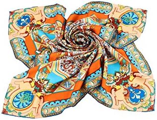 SILKTALK Ladies Classic Vintage 100% Mulberry Silk 14 Momme Paisley Print Square Neckerchief Scarf, 02