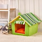 Cuccia-a-Casa-Letto-Pieghevole-Cuccia-con-Cuscino-Casa-Cuscini-Divano-per-Cani-Gatti-Lettino-per-Animali-ColoreVerde-S35x30CM