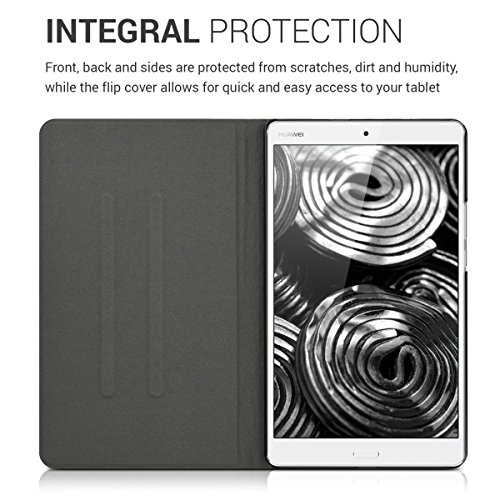 kwmobile Hülle für Huawei MediaPad M3 8.4 – Tabletcover Slim Case Tablet Schutzhülle – Smart Cover Tabletcase Filz Design Dunkelgrau - 4