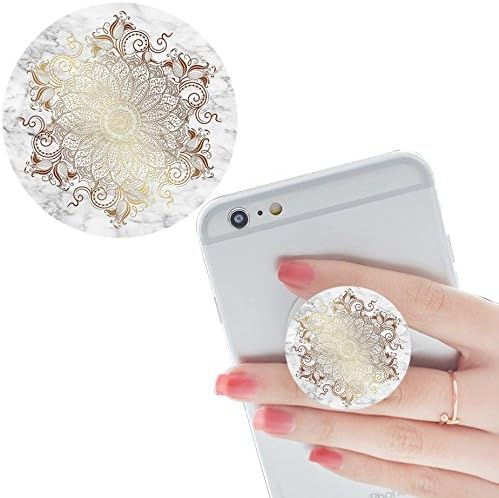 Multi-function Pop cellular phone bracket Socket Expanding Stand and Grip for Smart-phones and Tablets Bracket Mount Holder Collapsible-White black Rose gold marble Mandala flower