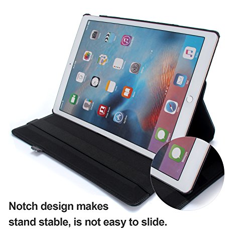 iPad Air 2 Hülle, RC iPad Air 2 / iPad 6 360 drehende Smart Hülle PU Leder Abdeckung Gehäusedeckel für Apple iPad Air 2 Sleep / Wake (Schwarz) - 6