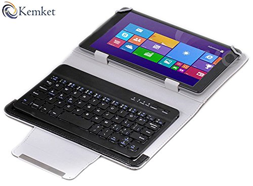 kemket Bluetooth-Tastatur Fall, 17,8 cm Tablet Portfolio Leder Case [mit abnehmbarer Bluetooth-Tastatur] Smart faltbar Cover für Samsung Galaxy Note 8.0/Tab 2 7.0/Tab 3 7.0/Tab 4 7.0/Tab 3 Lite 7/Tab 3 8.0/Tab 4 8.0/Tab Pro 8.4 /Tab S 8.4/Acer A1–810/W3–810/ipad mini/Neue iPad Mini Retina Display/Asus Memo Pad HD 7/Dell Venue 8 Pro/Nexus 7/Nexus 7 HD/17,8–20,3 cm Tablets/Unterstützt Android/iOS/Windows - 4
