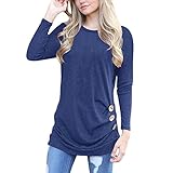 iHENGH Vorweihnachtliche Karnevalsaktion Damen Frühling Sommer Top Bluse Bequem Lässig Mode Frauen Solid Shirt Langarm Botton Bluse Lässige O Neck Tops Plus Größe