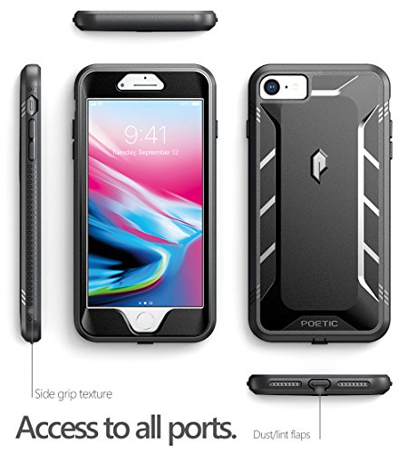 iPhone 7 / iPhone 8 Case, POETIC Revolution Series [Premium Rugged][Shock Absorption & Dust Resistant] Complete Protection Hybrid Case w/ Built-In Screen Protector for Apple iPhone 7 / iPhone 8 (2017) Black