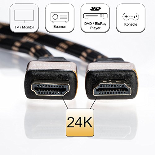 2m PREMIUM HDMI Kabel 1.4a / 2.0 Highend 4K 3D Ethernet FULL HD LCD LED TV Monitor zehn Meter 24K Vergoldet | CEC | ARC | 2160p | Blitzversand | zwei Meter - 4