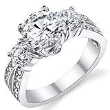 Chapado en Rodio Ultimate Metals® Alianza de Compromiso de Plata Esterlina 925, Anillo de Matrimonio con Circonitas Redondas, Centro 1.50 Quilates