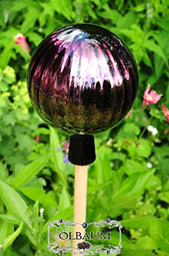 ca. 18 cm gross Gartenkugel in 18-20 cm Größe (mit Glasschaft) Kugelform VIOLETT gartenkugeln, Sonnenfänger-Kugel, Sonnenfänger-Scheibe, Sonnenfängerscheiben, Gartendeko FROSTSICHER, lichtbeständig und WINTERFEST, Rosenkugel Rosenkugeln Glas Deko Ölbaum - 2