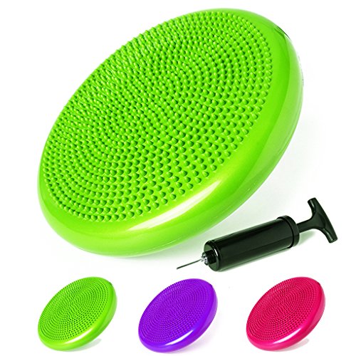 Preisvergleich Produktbild Good Times Ballsitzkissen, Sitzkissen, Sitzballkissen, orthopädisches Gleichgewichtskissen, Rückentraining – das runde Luftkissen mit Noppen für Yoga, Fitness, Schule, Büro; für physiotherapeutische Übungen, entlastendes Sitzen und Training diverser Muskelgruppen (Grün)