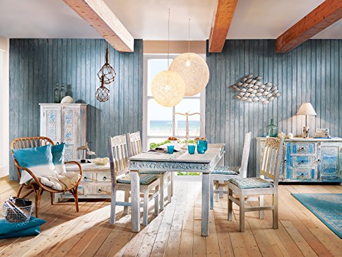 Wandbild, Wanddekoration Fischschwarm in silber aus Eisen, ca. 97 cm x 53 cm - 5