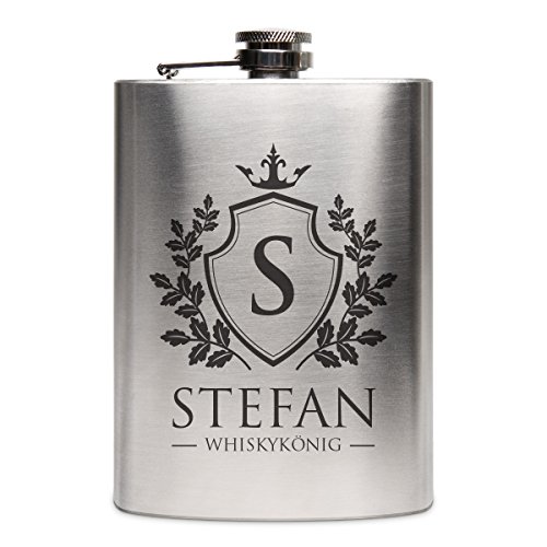 Flachmann Edelstahl 8oz. 237 ml mit individueller Gravur – Whiskykönig - 2